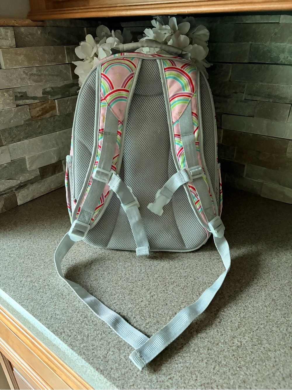Pottery Barn Kids Kids Rainbow Print Backpack - Pink/Gray(Small)
